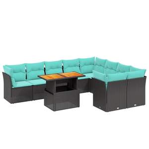 Juego de sofás de patio de ratán sintético negro de 10 piezas con cojines, conjuntos de jardín - Product Image 2