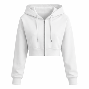 Bulk Custom Cropped Hoodie with <b>Zip</b> - Premium Quality Women's Sweatshirt for Wholesale Supply - Product Image 1