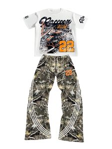 Conjunto de 2 Piezas para Hombre, Camiseta con Estampado Gráfico y Pantalones Deportivos con Cordón Ajustable, Ropa Urbana, OEM, Personalizado, al por Mayor - Product Image 6