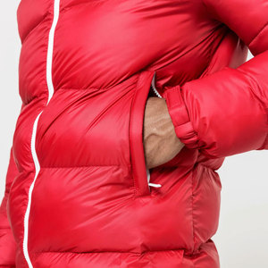 Men's Red Woolen Puffer Jacket Windproof Casual Winter Coat Regular Fit Thick Warm Cotton Filled <b>Covered</b> <b>Button</b> Patchwork Stand - Product Image 6