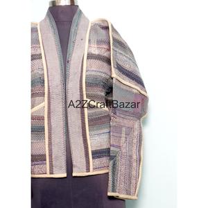 Chaqueta de Cuello Alto con Botones, Hecha a Mano, Reversible, Ecológica, Transpirable, de Secado Rápido, Estilo Vintage Kantha, para Mujer, de Algodón Puro, para Invierno - Product Image 1