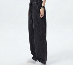 Pantalones de chándal de cintura alta para mujer, lavado ácido, corte holgado, largo completo, con cordón en la cintura, pantalón informal de invierno para mujer - Product Image 3