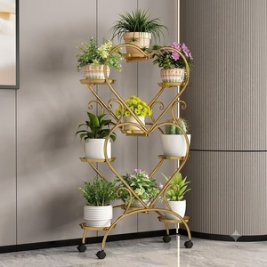 Support à fleurs vintage en fer forgé recouvert d'époxy artisanal Khang Hung Phat, 3 pots, élégant, motif circulaire, pour intérieur - Product Image 2