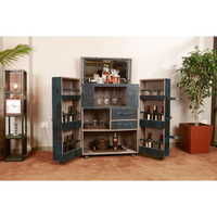 Armoire de bar en cuir Meubles de rangement modernes Buffet chamois vert Buffet de bar à 2 portes Rangement de luxe fait à la main Meubles de salon
