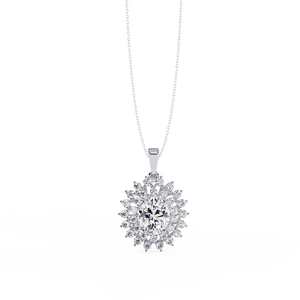 Elegant Oval and Round Lab Grown Diamond Pendant <b>Necklace</b> DEF Colorless VVS VS Clarity Sustainable Fine Jewelry Gold Chain - Product Image 2