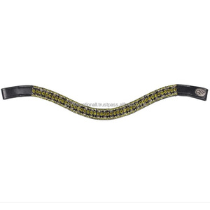 Bandeau de front Havana en forme de vague pour cheval décoré de 5 rangées de cristaux multicolores diamante bling chaîne bride bandeau de front - Product Image 3