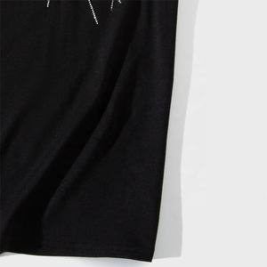 Camiseta de hombre de algodón 100% resistente con pedrería, corte holgado, cuello redondo, alta visibilidad, camiseta con pedrería para hombre. - Product Image 6