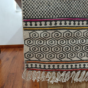 Tapis de jute imprimé de bloc de main véritable de haute qualité Tapis Durry rectangulaire 24 ''X 36'' antidérapant pour animaux de compagnie - Product Image 1