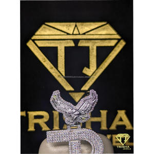 Pendentif personnalisé lettre « B » en argent sterling 925, diamant Moissanite VVS, style Hip Hop Bling pour homme par Trisha Jewels - Product Image 4