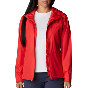 Custom <b>Women</b>’s Red Hooded Windbreaker <b>Jacket</b> <b>Lightweight</b> Full-Zip <b>Rain</b> Shell Side Pockets Elastic Cuffs Outdoor Wear OEM - Product Image 6