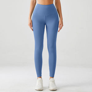 Leggings sans couture taille haute pour femme, jaune uni, longueur intégrale, athlétiques, effet ventre plat - Product Image 3