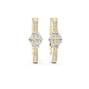 Pendientes de Aro con Diamantes Cultivados en Laboratorio, 0.39 CT, Corte Brillante Redondo, Diseño de Racimo de Flores, Oro de 18K, 14K, 10K y Plata 925 para Mujer - Product Image 3
