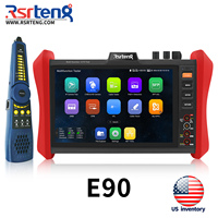 Testeur de caméra IP Rsrteng E90 4K 8 pouces, testeur CCTV, outil réseau WiFi, traceur de câbles, test de câbles POE, TVI CVI AHD DMM OPM SFP, stock US