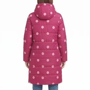 Women's Dot Design <b>Belted</b> Puffer Coat Hooded Quilted Long Winter Jacket Sublimation Print Hot Padded Outdoor Fashion Casual Wear - Product Image 6