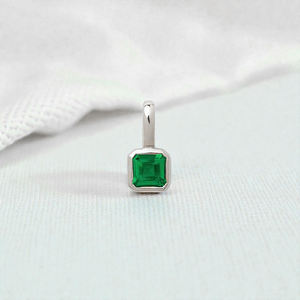 Pendentif en argent sterling 925 avec quartz émeraude taille carrée, serti clos, fait main, pierre semi-précieuse, bijoux fins pour femme - Product Image 1