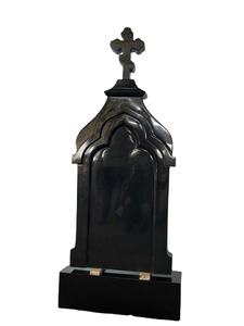 Pierre tombale en granit noir absolu, style européen, polie, monument commémoratif résistant aux intempéries - Product Image 6