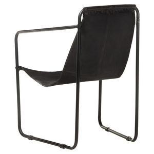 Poltrona Ergonomica in Vera Pelle Nera con Struttura in Ferro, Sedia da Soggiorno con Funzioni Relax - Product Image 4