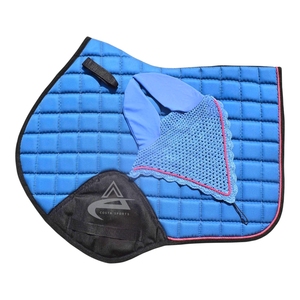 COSTA SPORTS Blue Horse Saddle Pad Matching Set Ear <b>bonnet</b> Custom Design Logo Breathable Horse Jumping Saddle Pad - Product Image 1