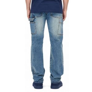 Custom High Quality <b>Vintage</b> Light Wash <b>Flare</b> <b>Jeans</b> for Men Streetwear Hip Hop Style Rivet Cotton Denim Pants - Product Image 2
