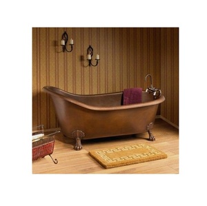 Elegante Bañera Independiente de Cobre Martillado Estilo Antiguo con Patas, de Lujo, Respaldo Alto, Ovalada, Duradera, Portátil y Ecológica. - Product Image 5