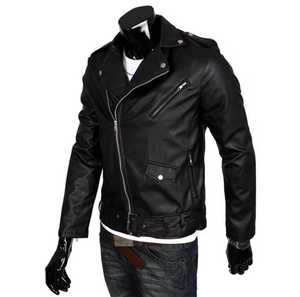 Custom Logo <b>Men's</b> Genuine <b>Leather</b> <b>Jacket</b> Stand Collar Zipper Closure Slim Fit Solid Color Waterproof High Street Autumn Style - Product Image 3
