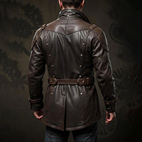 Chaqueta Steampunk de Cuero Marrón Hecha a Mano para Hombre, Estilo Gótico, Estilo Victoriano, Chaquetas de Cuero Hechas a Medida para Hombre