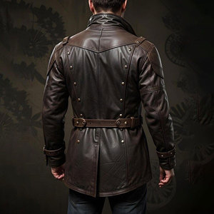 Handmade Brown Leather Steampunk <b>Jacket</b> for Men <b>Gothic</b> Style Victorian Style Custom Fit Leather <b>Jackets</b> for Men - Product Image 2