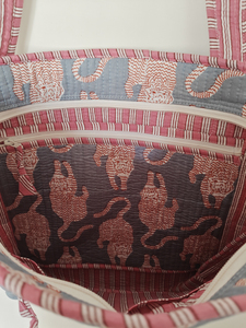 Nouveau sac fourre-tout en coton matelassé à fleurs avec fermeture éclair et doubles poignées pour le shopping quotidien réutilisable des femmes - Product Image 6