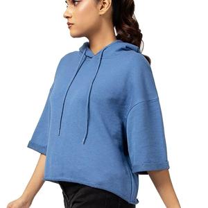 Women's Oversized Cropped Hoodie Casual Long Sleeve Pullover Hooded Sweatshirt Streetwear Loose Fit <b>Crop</b> <b>Top</b> - Product Image 5
