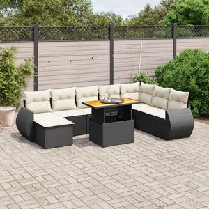 Conjunto de Sofá de Jardín de Ratán PE Negro con Patas Ajustables Grandes - Product Image 1