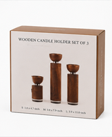 Ensemble de 3 porte-bougies en bois massif faits à la main, support de bougie rustique, centre de table, décoration d'intérieur