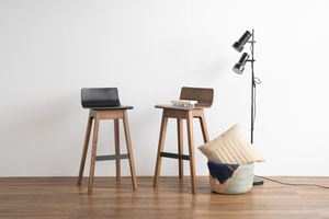 Durable Minimalist Bent Wood Wooden High Bar Chair <b>with</b> Low <b>Back</b> Seat Design for Cafe and Residential - Product Image 5