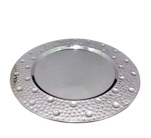 Assiette de Présentation Ronde en Métal Décorative, Motif Floral Oriental Gravé, Faite à la Main, Qualité Alimentaire, Durable, MOQ 50 pièces pour la Décoration de Table - Product Image 6