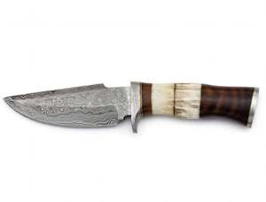 Couteau utilitaire artisanal en acier Damas avec manche en bois de os – Outil de préparation spécialisé - Product Image 4