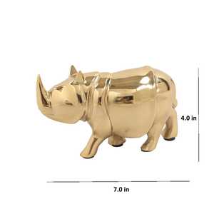 Sculpture de rhinocéros plaquée or, décoration artistique contemporaine pour table, figurine sur le thème des animaux, décoration de salon, 1 pièce - Product Image 4
