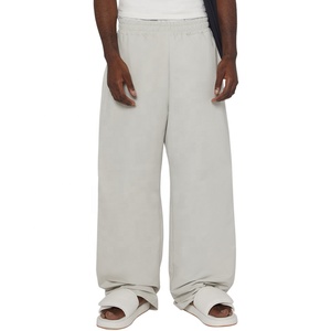 2026 Custom Oversized Lightweight 500 Gsm Casual Eco-Friendly French Terry Baggy Wide Straight Leg Jogger Pants <b>Drawstring</b> Men - Product Image 3
