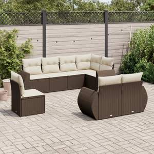 Conjunto de Sofás Modulares Grandes de Ratán Sintético Marrón para Jardín - Product Image 1