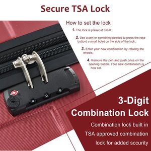 3 Piece Expandable Hard Shell ABS Luggage Set Double Spinner Suitcases with TSA Lock (20/24/28inch) for Travel - Product Image 4