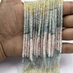 Cuentas sueltas de Aguamarina múltiple Natural de 4mm, cuentas de piedras preciosas Rondelle facetadas para hacer joyería, collar, pulseras, accesorios DIY - Product Image 5