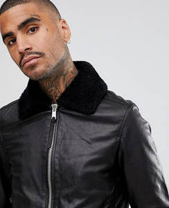 Veste en cuir véritable de motard personnalisée véritable pour hommes veste en cuir respirante avec col en peau de mouton - Product Image 3