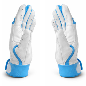 Gants de frappe de baseball en cuir robuste bleu et blanc, unisexes, ambidextres, fermeture Velcro, entraînement, solides, légers, confortables - Product Image 2