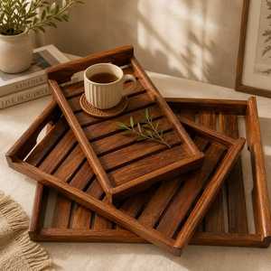 Plateau rond en bois et métal artisanal avec motif paysager, support décoratif moderne pour bougies, pour table basse - Décoration maison Ramadan - Product Image 5
