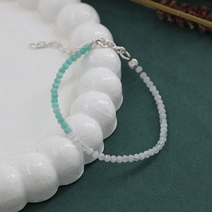 Natural Rainbow Moonstone & Amazonite Faceted <b>Beaded</b> <b>Bracelet</b> Adjustable 925 Sterling Silver Chain Gemstone <b>Bracelet</b> for Women - Product Image 3