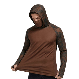 Men's Camouflage <b>Hooded</b> Fishing <b>Shirt</b> with Face Mask Quick Dry Long Sleeve UPF Pullover - Product Image 1