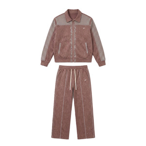 Ensemble de survêtement en velours avec strass pour homme, streetwear de luxe personnalisé, ensembles de jogging zippés, fabricant OEM ODM en gros - Product Image 3