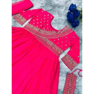 Belle robe Anarkali avec Dupatta et ceinture robe de soirée élégante - Product Image 4