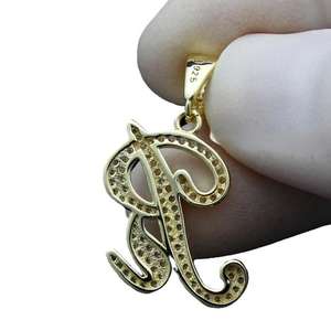 Colgante de Letra R con Diamante Moissanite, Plata de Ley 925, Letra del Alfabeto con Incrustaciones de Diamantes, Sin Cadena, Regalo - Product Image 4