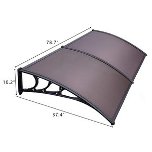 Auvent de protection contre la pluie pour portes et fenêtres domestiques 200 x 100, marron et noir, avec support pour auvent et avant-toit, même code 72908277 - Product Image 3