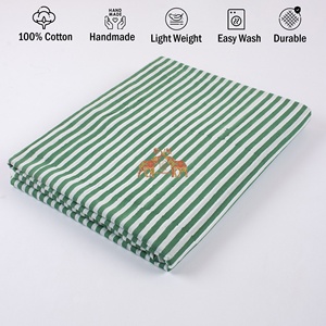 Última colección, estampado de bloques a mano, ligero, rayas verdes, estampado de algodón puro, tela suave para mujer, Material de vestido y ropa - Product Image 2