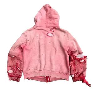 Sweat à capuche personnalisé avec fermeture éclair, broderie effet pierres précieuses et paillettes, délavé soleil, vintage, vieilli, déchiré, effet délavé à l'acide et orné de diamants - Product Image 3